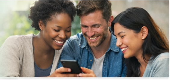Friends checking their mood progress together