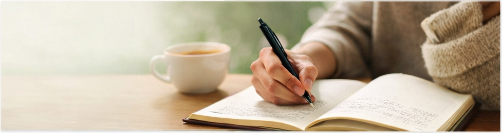 Writing in a journal during a daily reflection